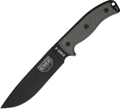 ESEE Model 6 Plain Edge. Black molded plastic sheath
