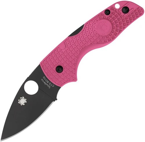 Spyderco Lil Native Lockback Pink FRN handle.  DLC coated CTS-BD1 stainless blade.