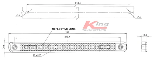 WAS Long Slim Red Marker Light With Reflector