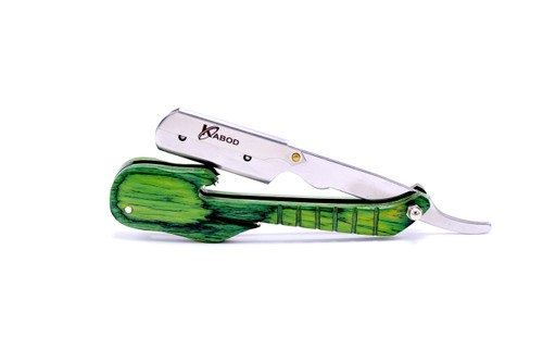 KABOD GUITAR BARBER SALON STRAIGHT CUT THROAT SHAVING RAZOR SHAVETTE CLASIC WOOD HANDLE GREEN