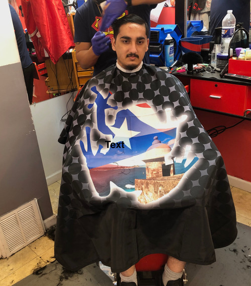 Kabod  puerto rican flag  professional  Barber Cape w/ Snap Button