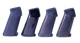 M16A1 Pistol Grip left to right, New Not Colt, Refurbished, Speckled, and Worn M16A1 Pistol Grip left to right, New Not Colt, Refurbished, Speckled, and Worn
