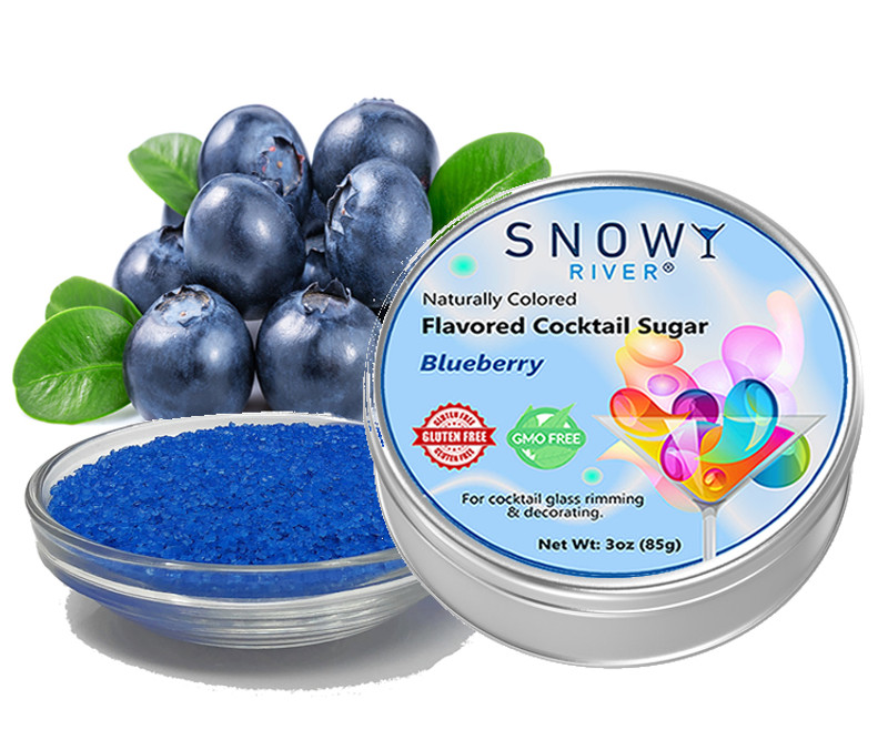 Blueberry flavored cocktail sugar