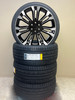 Black and Machine 24" Seven Split Spoke Wheels with 295/35R24 Tires for Chevy and GMC Trucks and SUVs