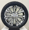 Chrome 22" Seven Split Spoke Wheels with 275/50R22 All Terrain Tires for GMC Trucks and SUVs - New Set of 4