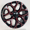 Red Milled Edge Gloss Black 20" Snowflake Wheels for GMC Sierra, Yukon, Denali - New Set of 4