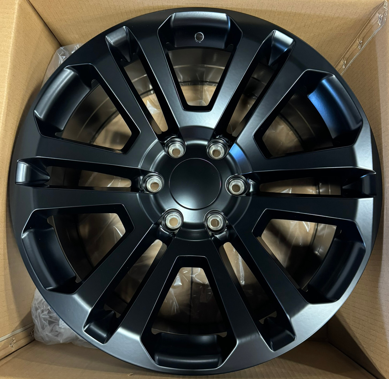 Satin Matte Black 20" Split Spoke Wheels  with Highway Tread Tires - New Set of 4