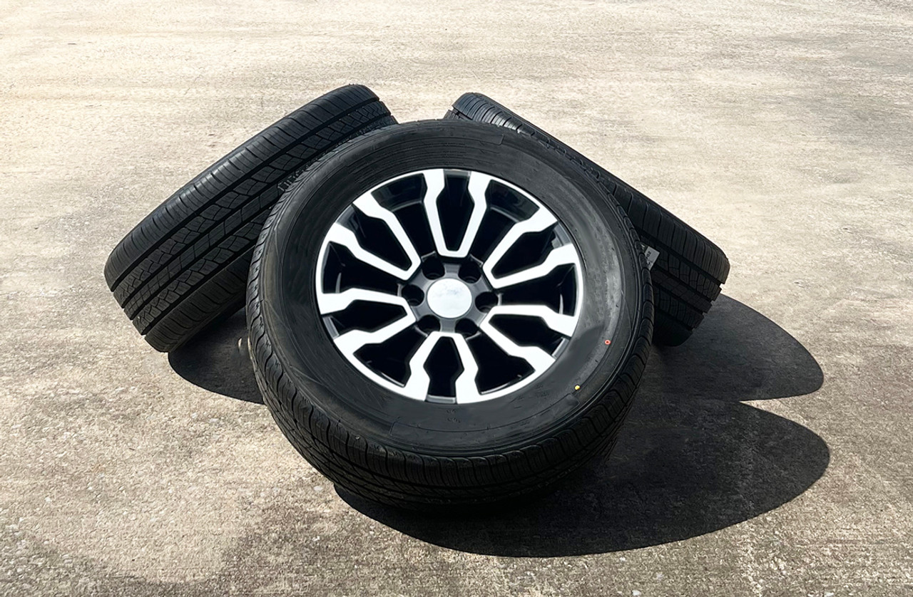 Black and Machine 18" AT4 Style Wheels with All Season Tires for Chevy and GMC Trucks and SUVs