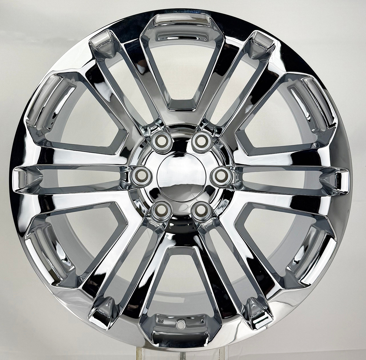 Chrome 20" Split Spoke Wheels with Goodyear Tires for Chevy Silverado, Tahoe, Suburban - New Set of 4