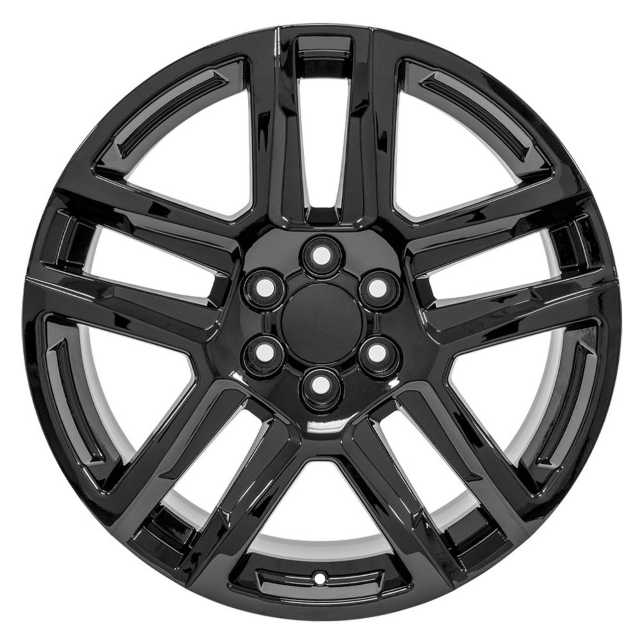Gloss Black 22" Five Split Spoke Wheels for Chevy Silverado, Tahoe, Suburban - New Set of 4
