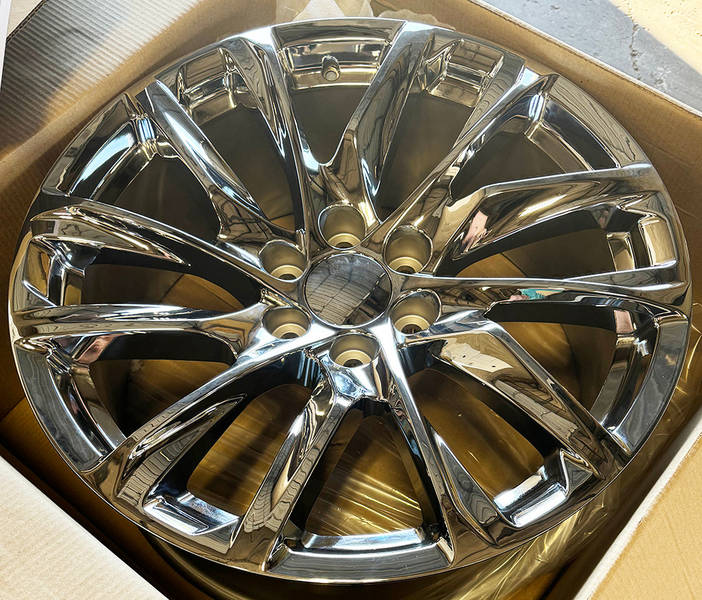 Chrome 22" Twelve Angled Spoke SSX Wheels for Cadillac Escalade, GMC Sierra, Yukon, Denali