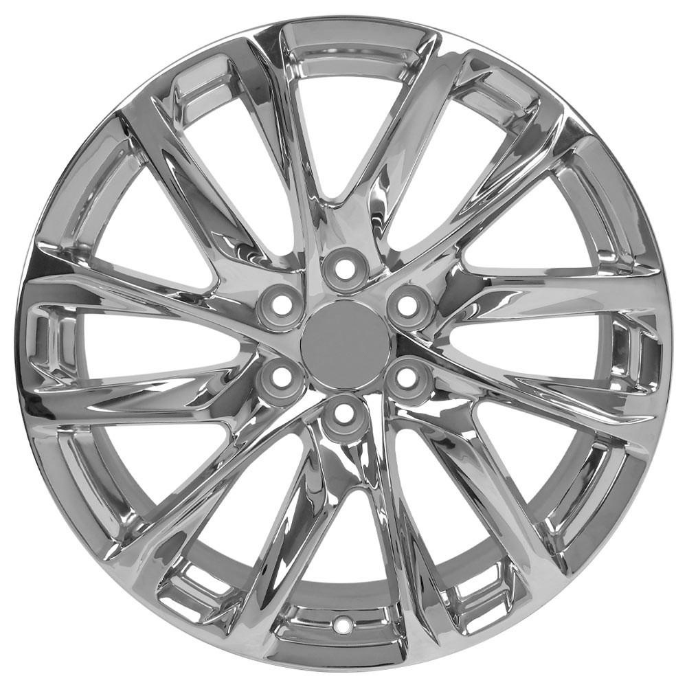 Chrome 22" 7-Spoke Wheel Center Caps For 2007-2014 Cadillac Escalade – With Rings, Set Of 4