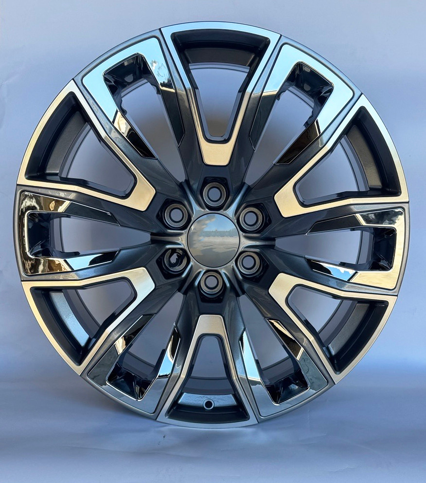 GMC Gunmetal 22 Inch with Chrome Insert Platinum Replica Wheels
