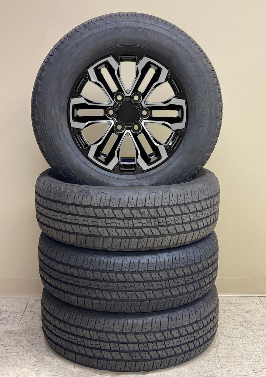 Black and Machine 18" Split Style Wheels with All Season Tires for Chevy and GMC Trucks and SUVs