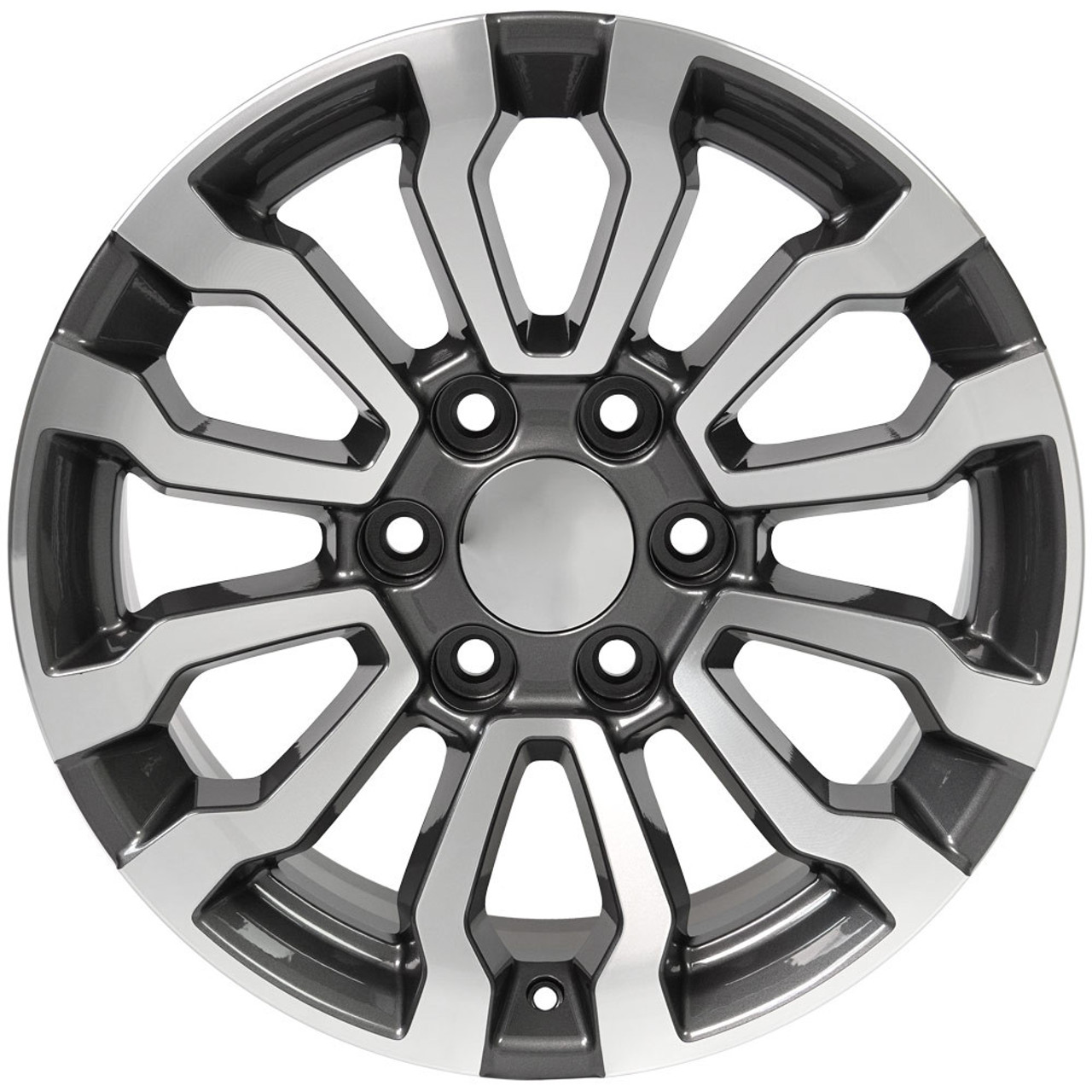 Gunmetal and Machine 18" AT4 Style Wheels with Blackhawk RT Tires for GMC Sierra, Yukon, Denali - New Set of 4