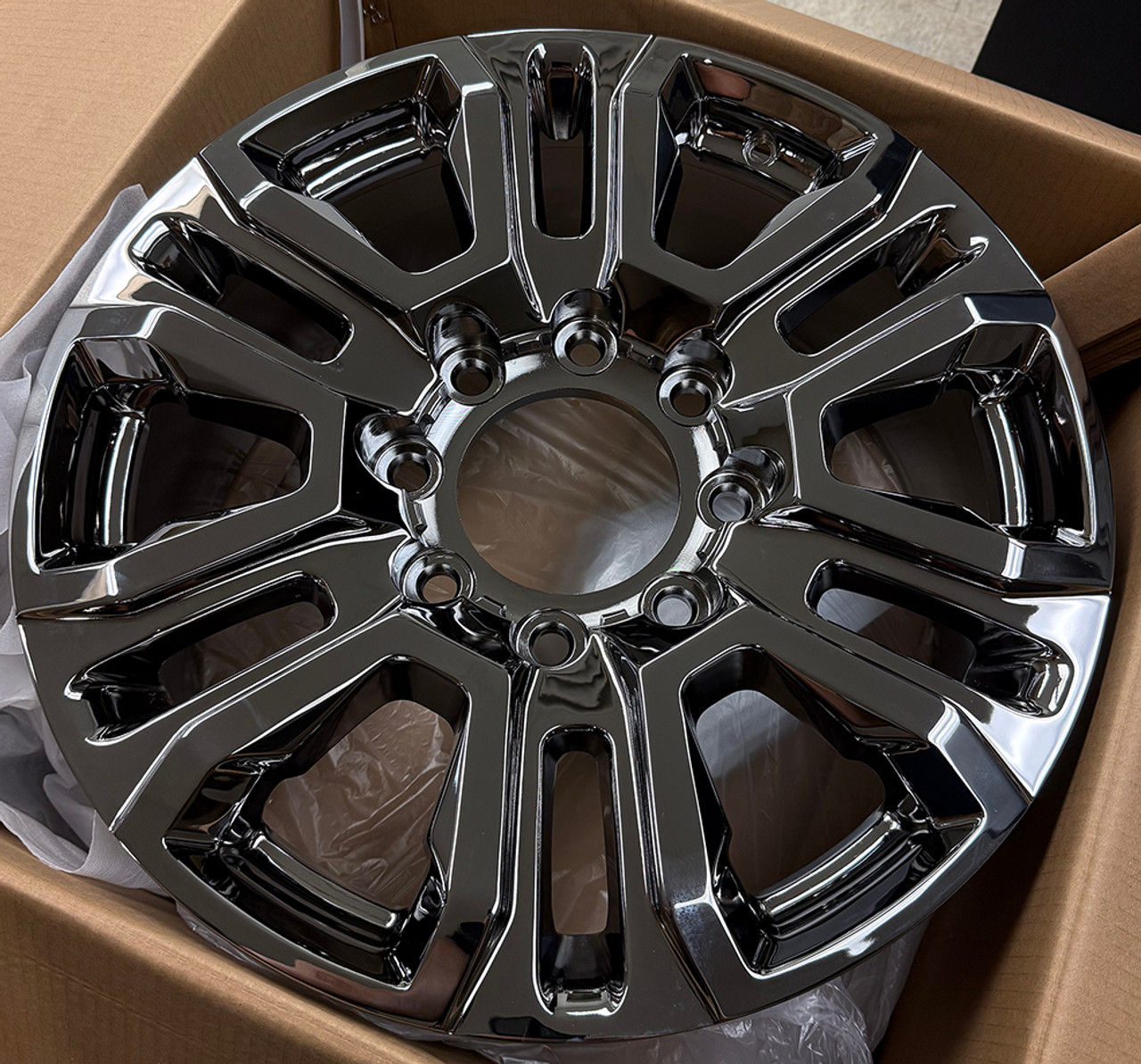 Black Tinted Chrome 20" 8 Lug 8-180 Split Spoke Wheels for 2011 and newer Chevy 2500 3500 - New Set of 4