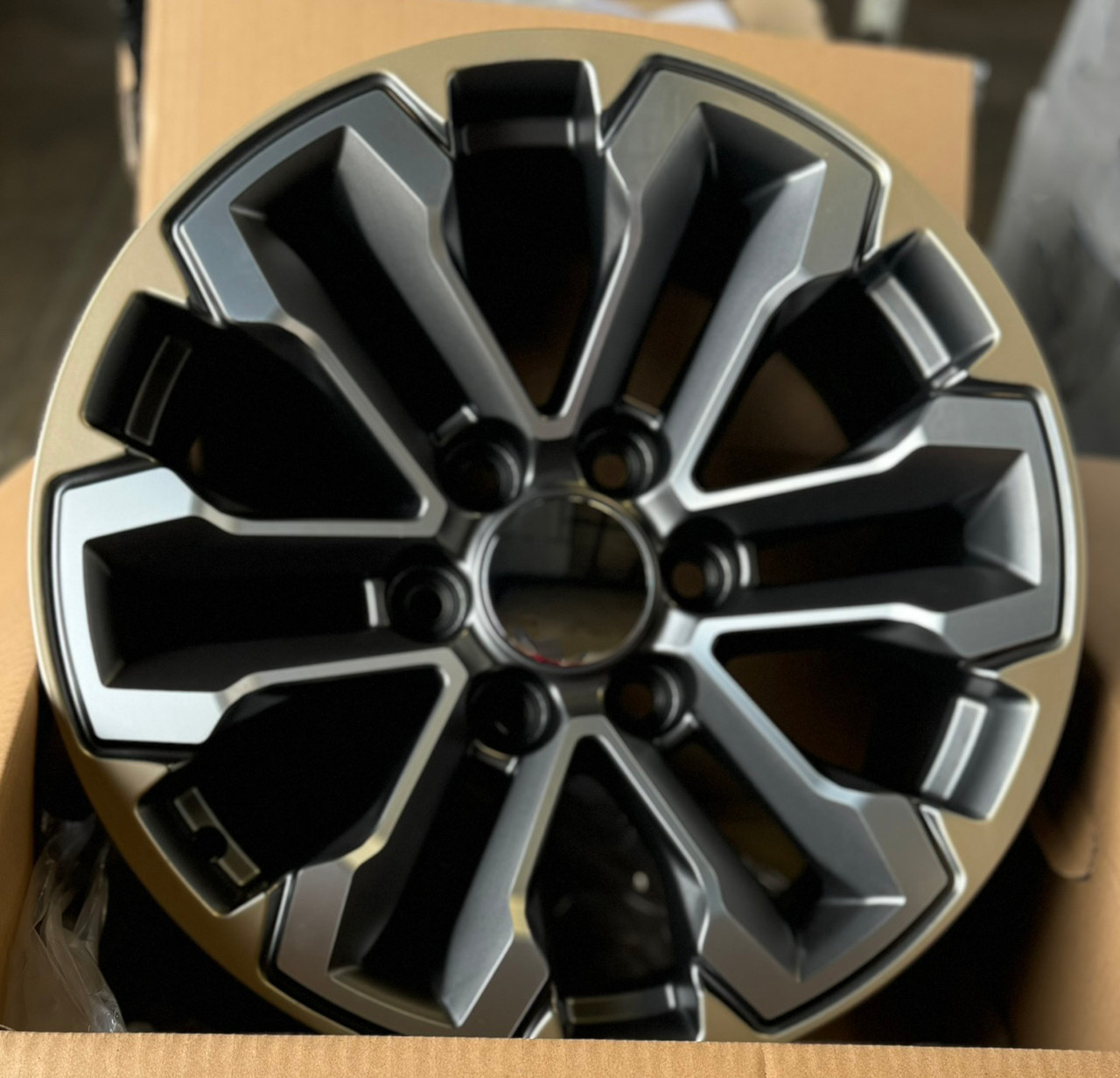 Satin Gunmetal and Machine Two Tone 20" Split Spoke Wheels for Chevy Silverado, Tahoe, Suburban - New Set of 4