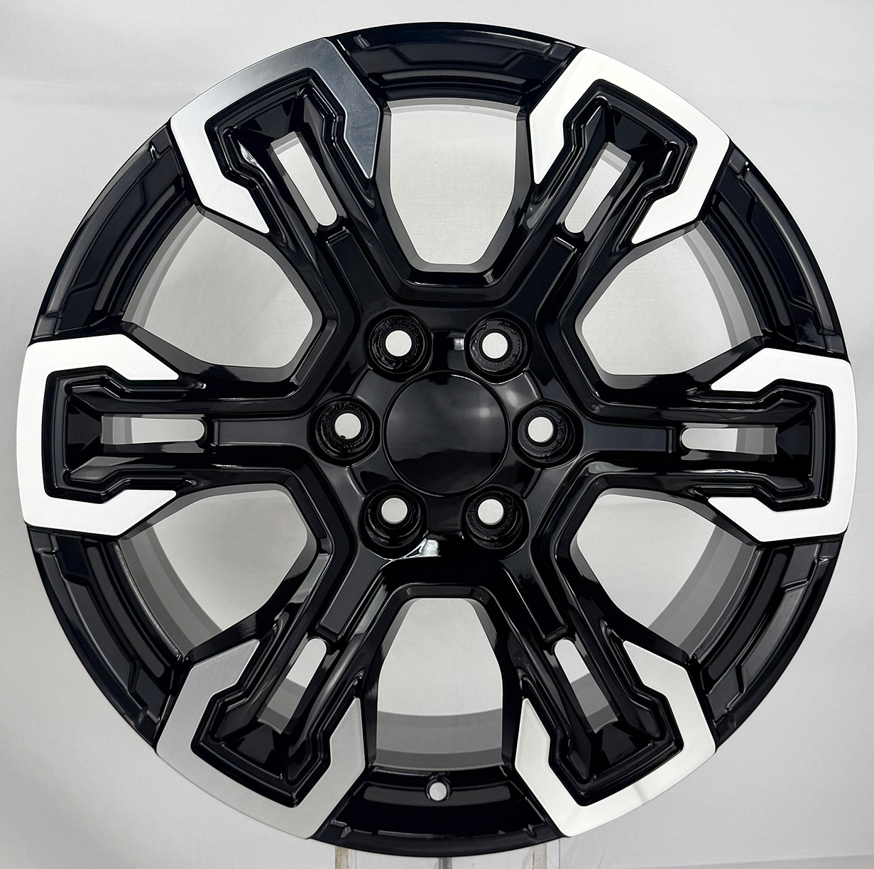 GMC Gloss Black and Machine 20 Inch ZR2 Style Split Spoke Wheels