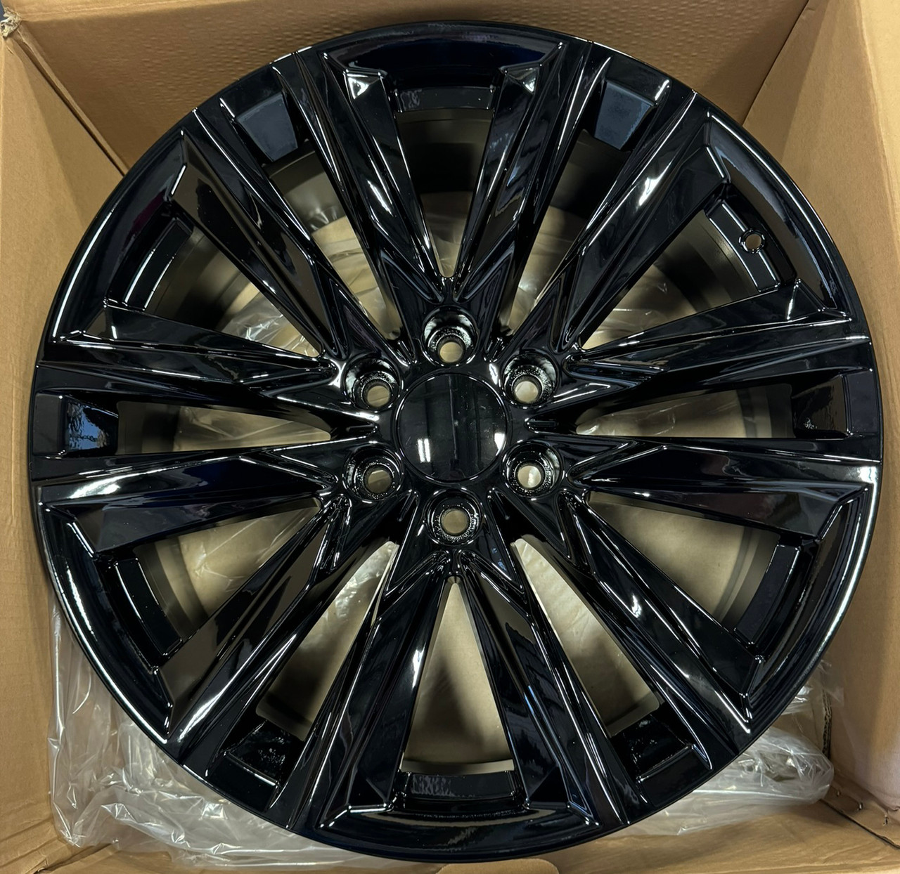 Gloss Black 22" Platinum Wheels with Blackhawk R/T Tires for GMC Sierra, Yukon, Cadillac Escalade - New Set of 4