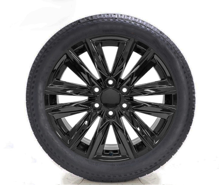 Gloss Black 22" Platinum Wheels with All Season Tires for Chevy Silverado, Tahoe, Suburban - New Set of 4