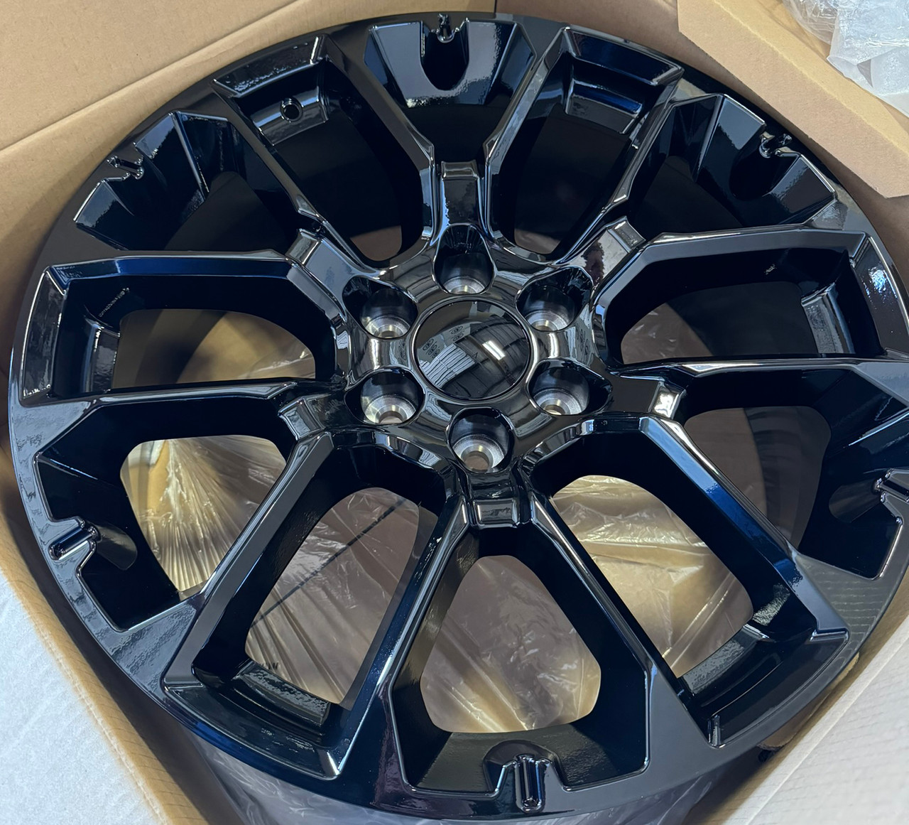 Gloss Black 22" Notched Honeycomb Wheels with All Season Tires for GMC Sierra, Yukon, Cadillac Escalade - New Set of 4