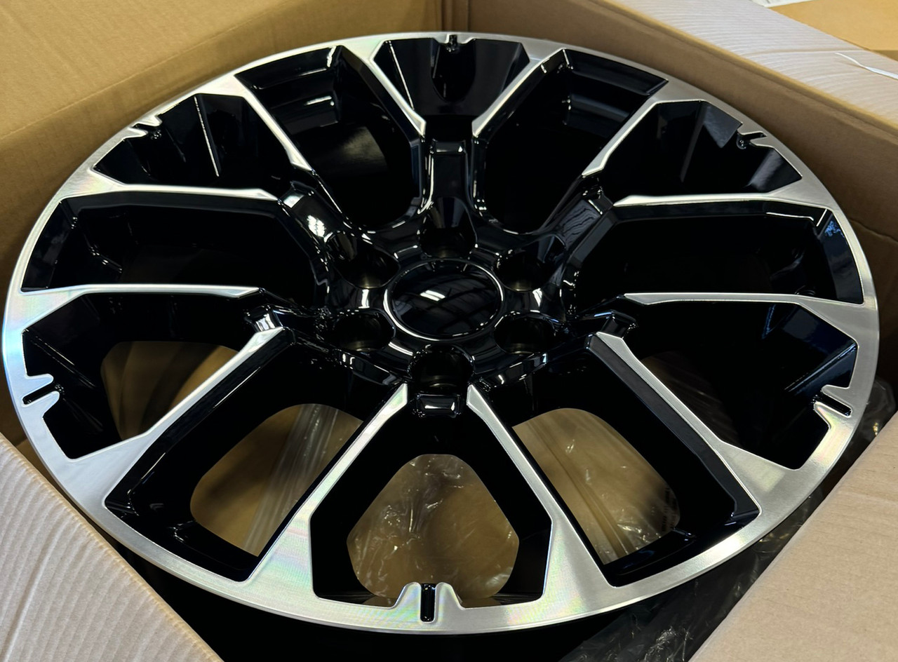 Black and Machine 22" Notched Honeycomb Wheels with All Season Tires for Chevy Silverado, Tahoe, Suburban - New Set of 4