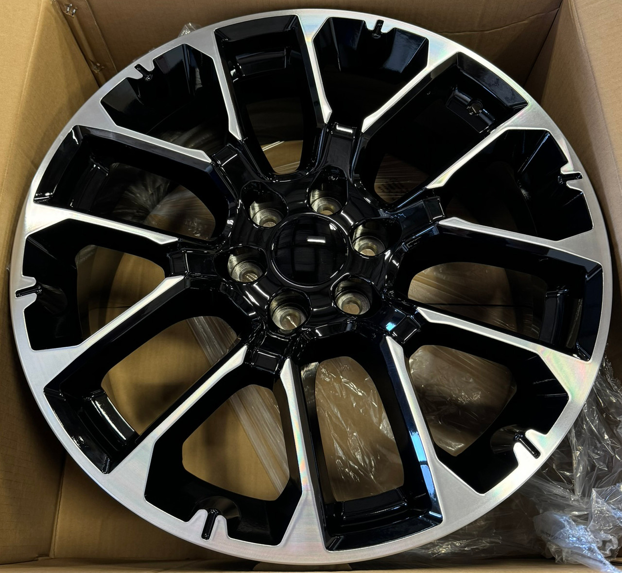 Black and Machine 22" Notched Honeycomb Wheels with All Season Tires for Chevy Silverado, Tahoe, Suburban - New Set of 4