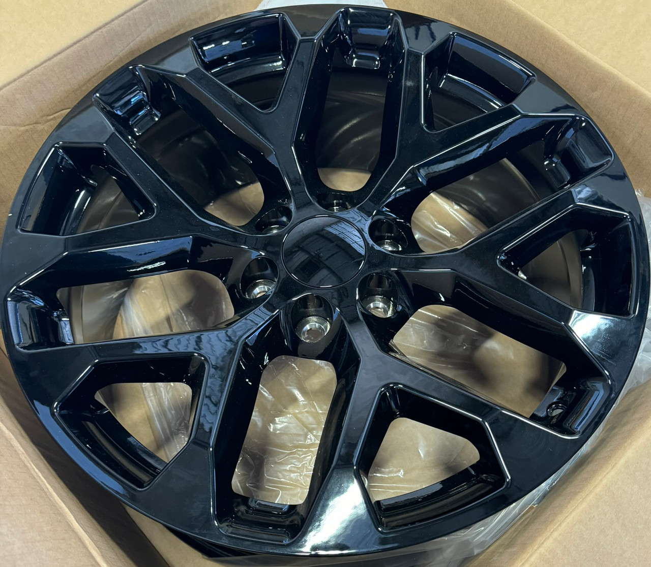Gloss Black 22" Snowflake Wheels with All Season Tires for GMC Sierra, Yukon, Cadillac Escalade - New Set of 4