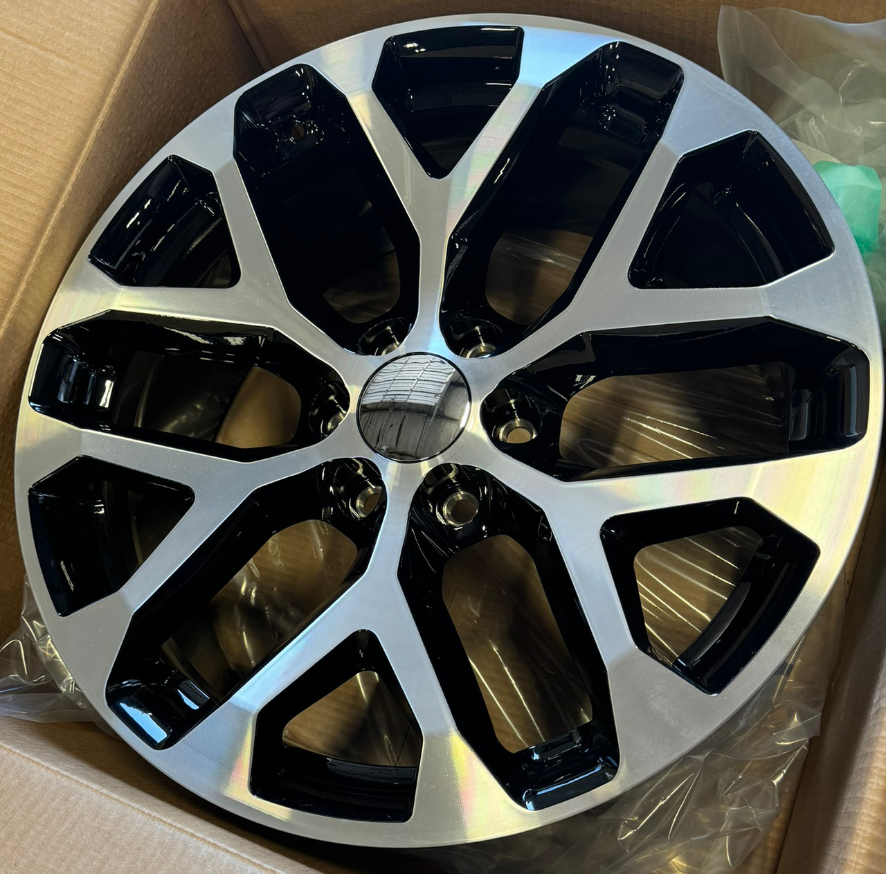 Black and Machine 20" Snowflake Wheels with Nexen A/T Tires for Chevy Silverado, Tahoe, Suburban - New Set of 4