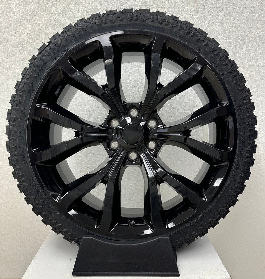 Gloss Black 24" Ford Snowflake Replica Wheels with Rugged Terrain XT Tires