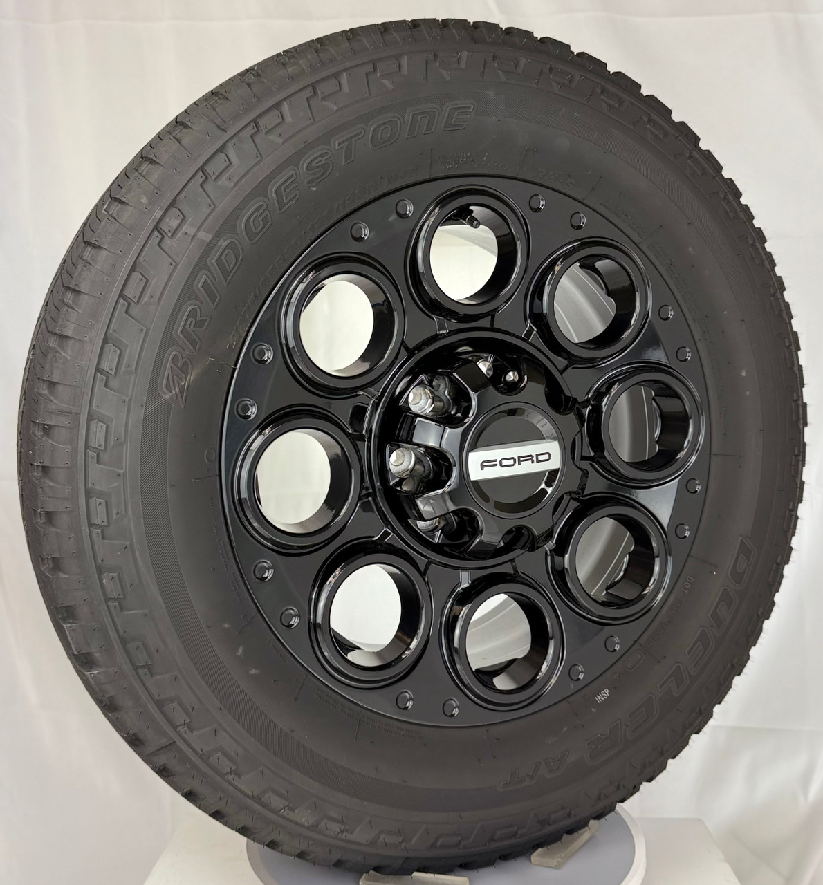 New Takeoff Ford F250 F350 Gloss Black 20" OEM Wheels with Bridgestone 275/65R20 All Terrain Tires
