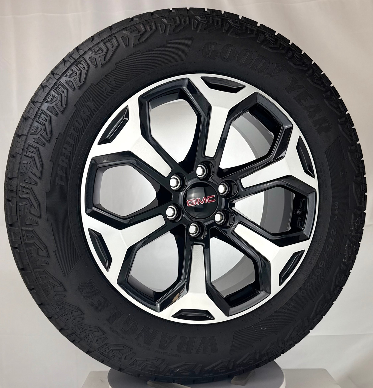 Takeoff 20" GMC Sierra And Yukon Black And Machine Wheels Goodyear A/T 275/60R20 Tires