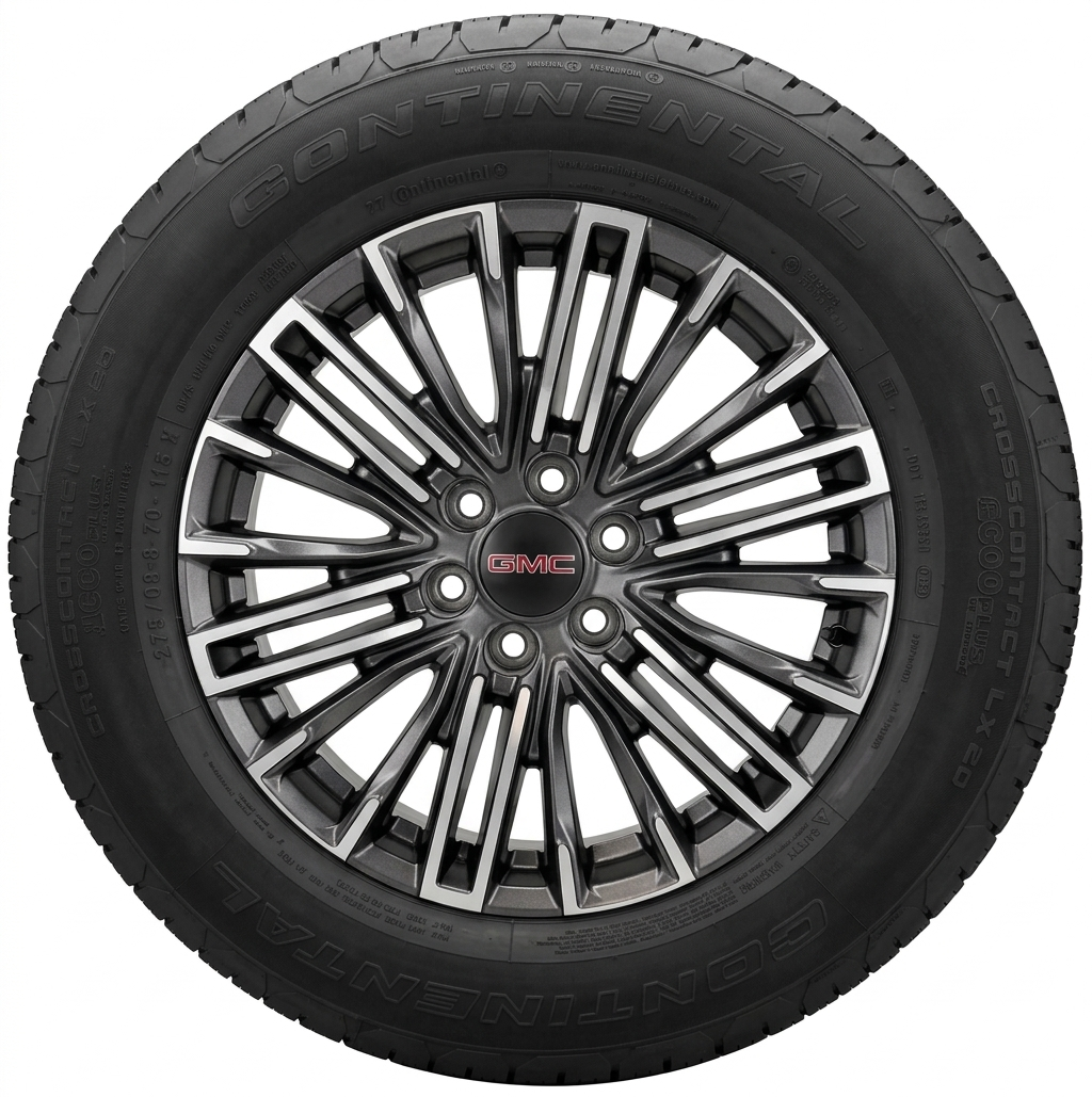 Takeoff 20" GMC Sierra And Yukon Gunmetal And Machine Wheels Continental 275/60R20 Tires