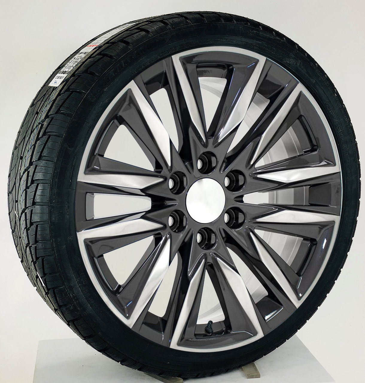 Gunmetal and Machine 24" Platinum Wheels with 295/35R24 Tires for Chevy and GMC Trucks and SUVs