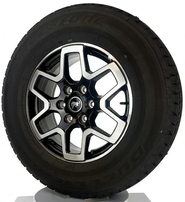 Set Of Five New Takeoff Ford Bronco OEM 18" Black And Machine Wheels With Bridgestone Tires