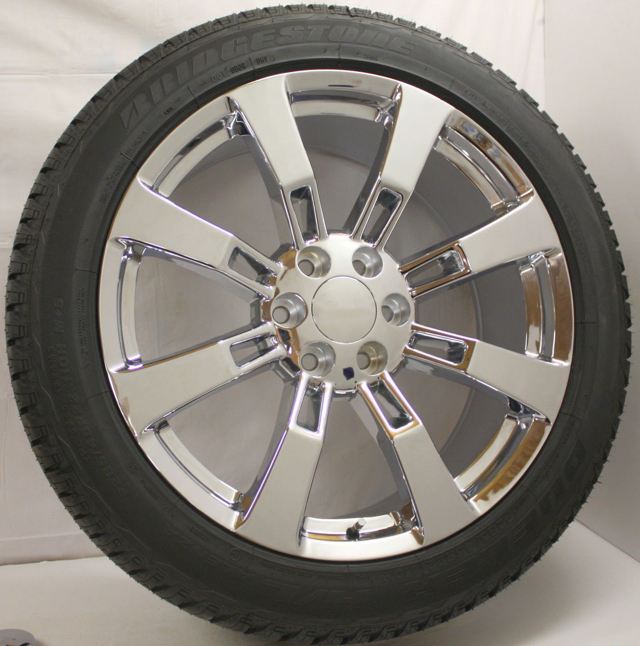 GMC Eight Spoke Chrome 22" Wheels With Bridgestone Dueler Alenza Tires
