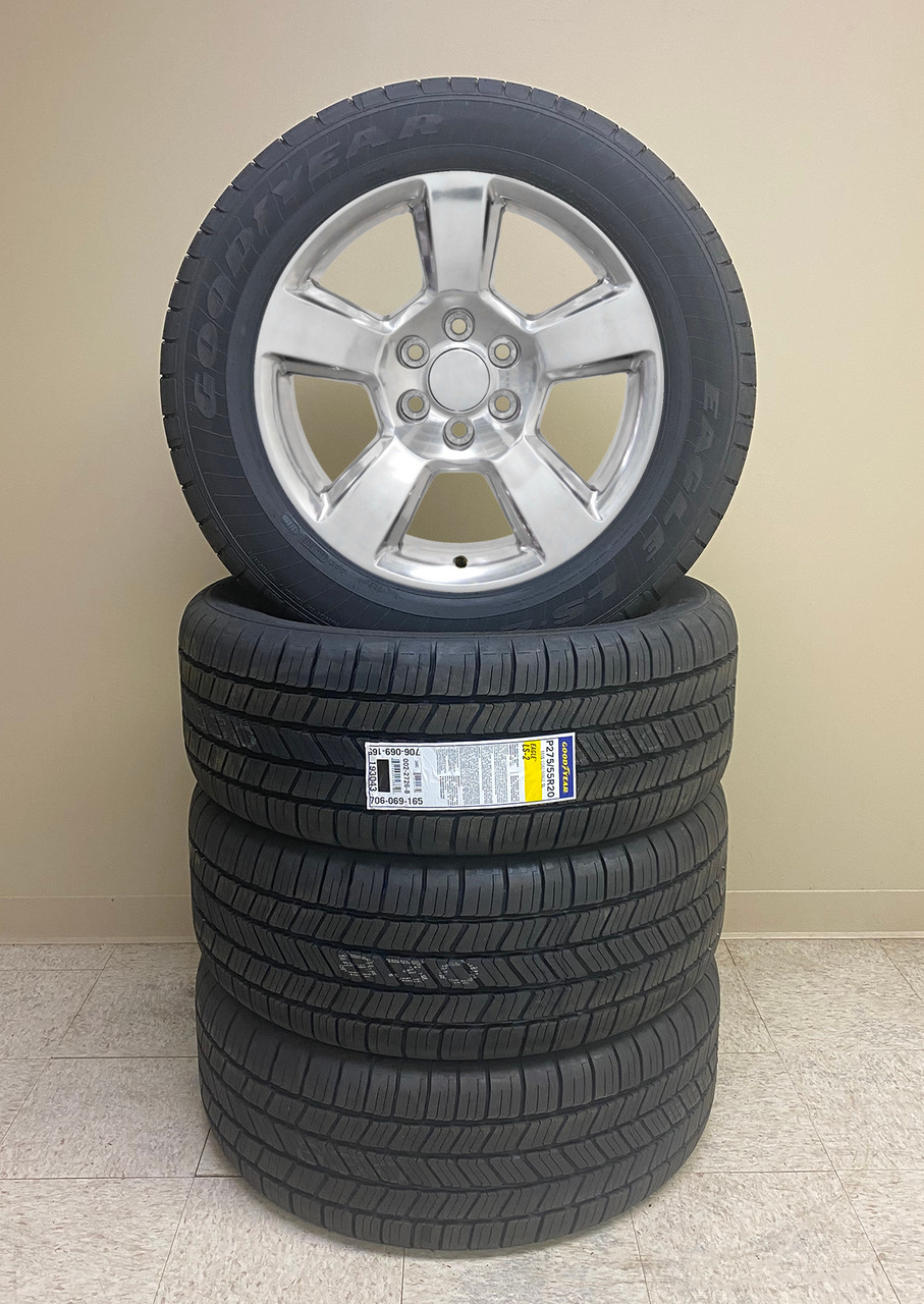 Polished 20" New Style LTZ Wheels with Goodyear Tires for GMC Sierra, Yukon, Denali - New Set of 4