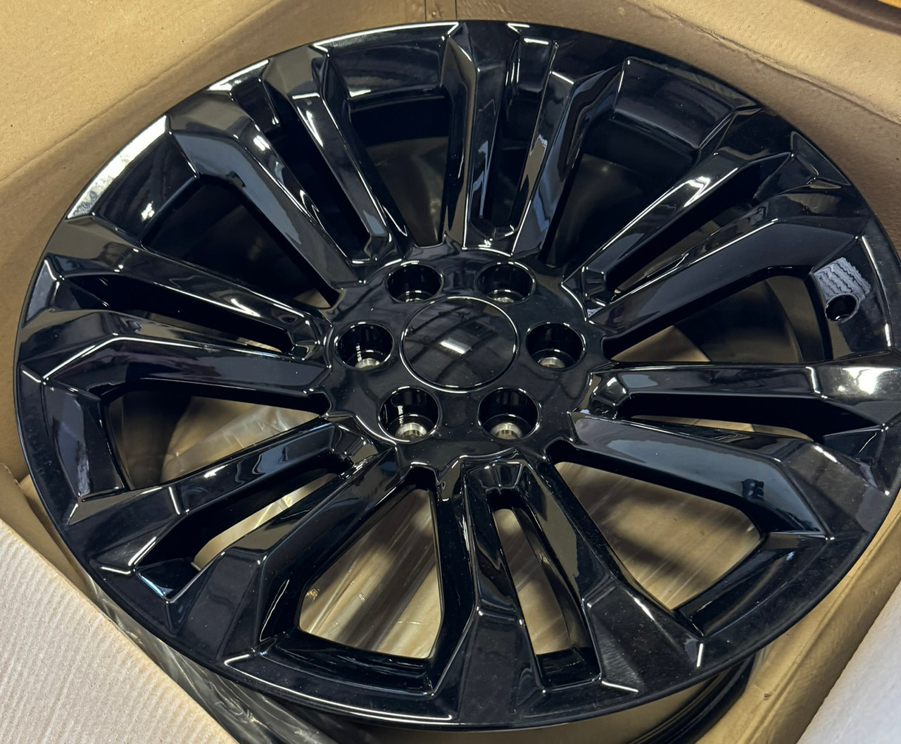 Gloss Black 22" Seven Split Spoke Wheels for GMC Sierra, Yukon, Denali