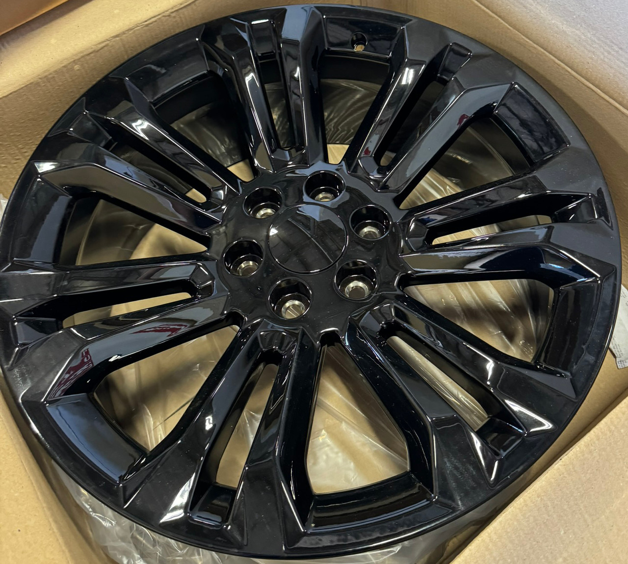 Gloss Black 22" Seven Split Spoke Wheels for GMC Sierra, Yukon, Denali