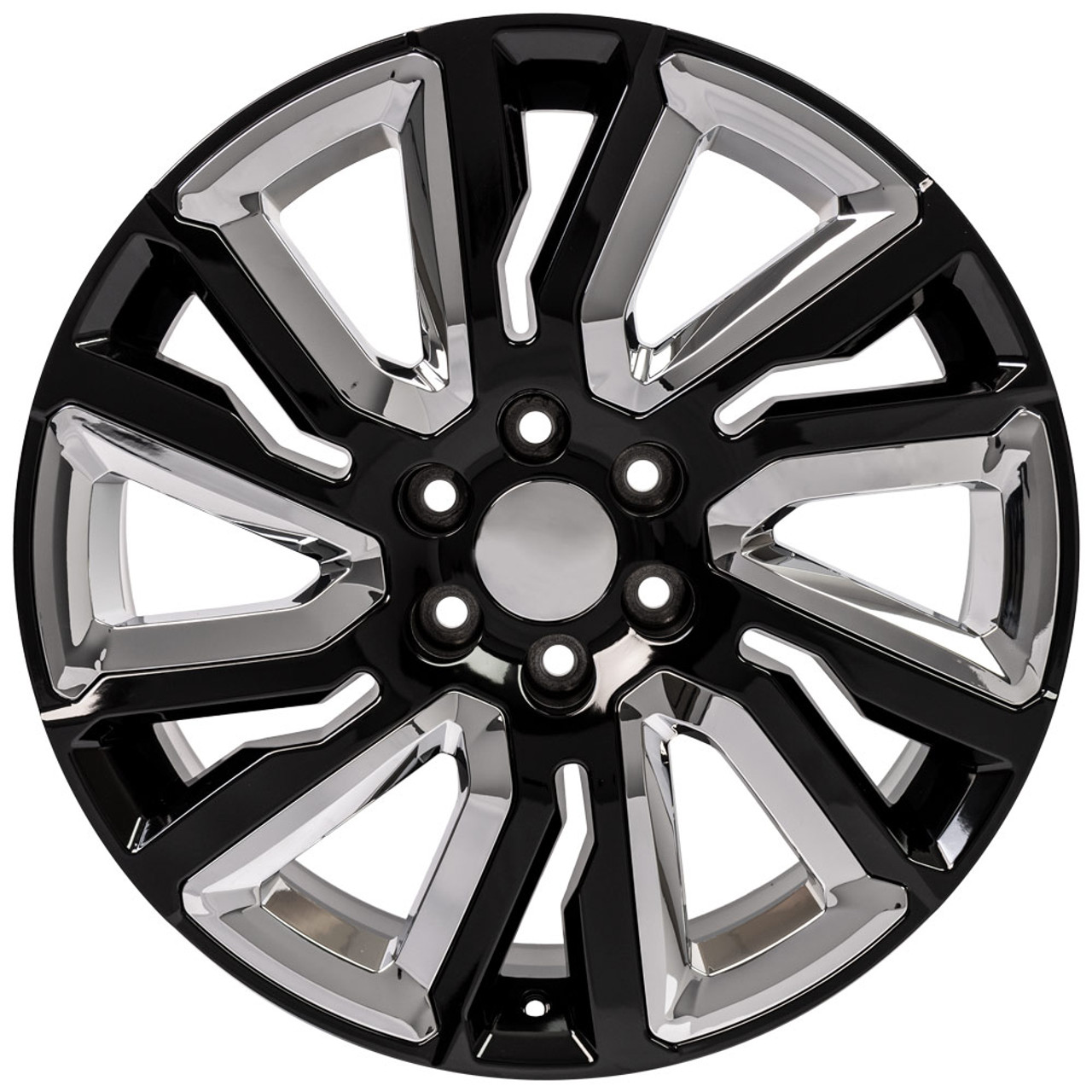 GMC Gloss Black 22" with Angled Chrome Inserts Replica Wheels