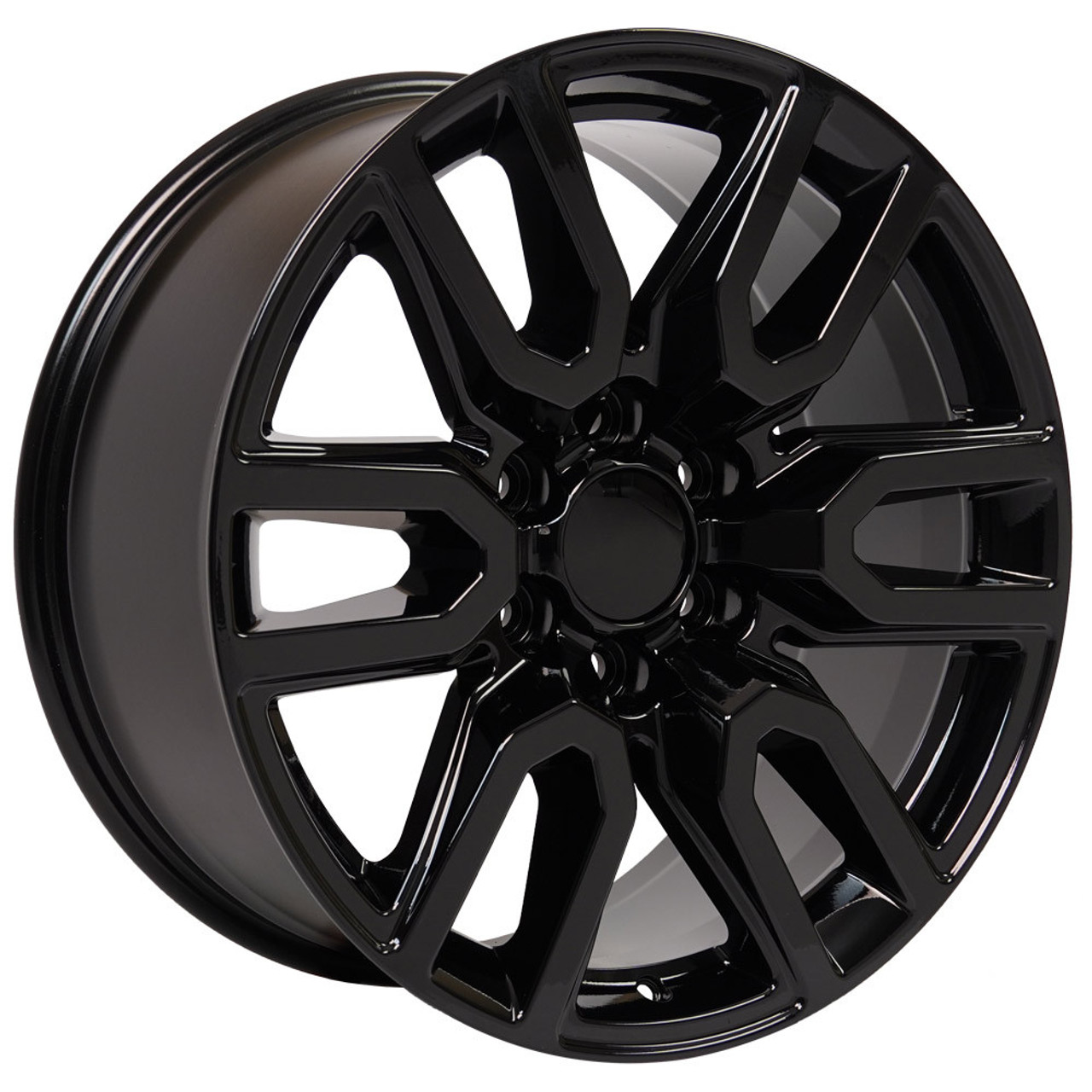 Chevy Gloss Black 20 Inch AT4 Style Split Spoke Wheels with