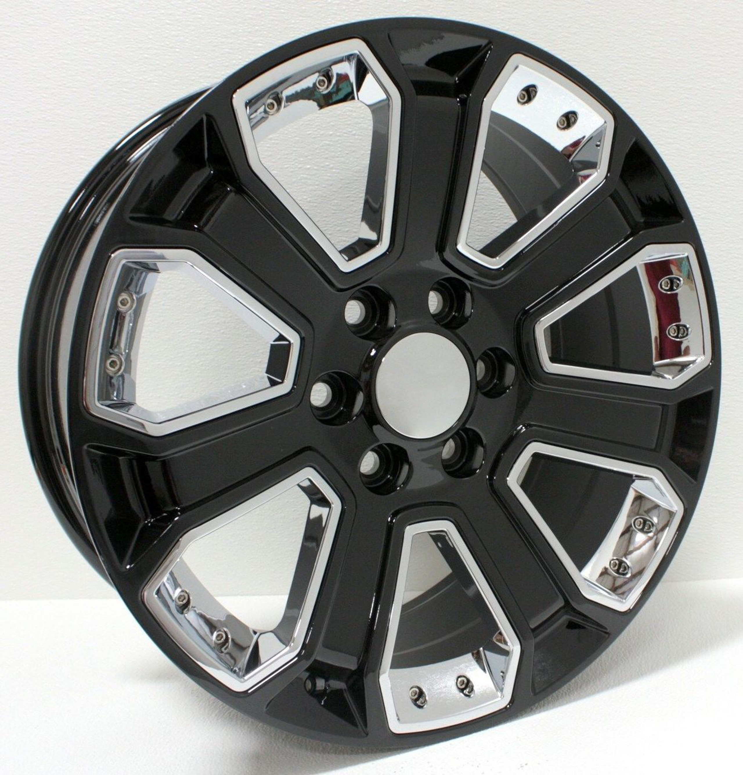Gmc Gloss Black With Chrome Inserts 22 Inch Wheels Rims