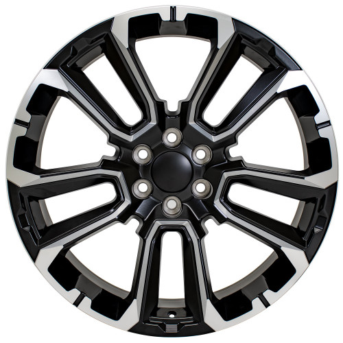 ◆RIETI◆ BLACK VEE RT 4051 C1 GM Replica 24 Inch Satin Black Milled Edge Notched RST Rims