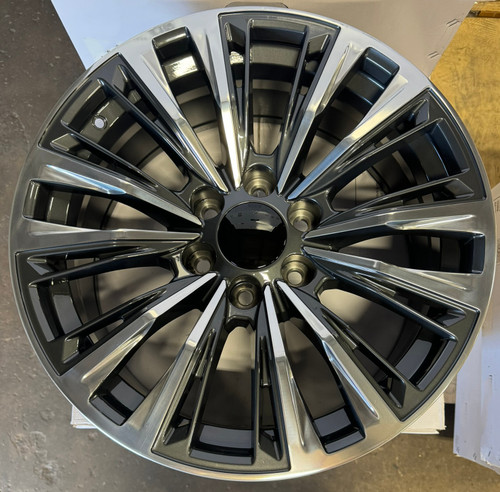 Gunmetal with Polished Face 24" Twelve Quarter Spoke Escalade Style Wheels for GMC, Chevy, Cadillac 1500 Trucks and SUVs