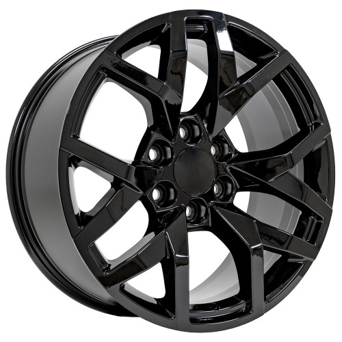 Gloss Black 22" Six Y Spoke Wheels for GMC Sierra, Yukon, Denali - New Set of 4