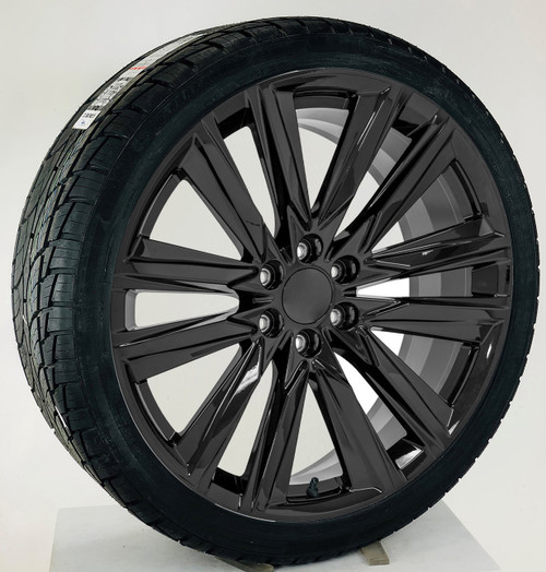 Gloss Black 24" Platinum Wheels with 295/35R24 Tires for Chevy and GMC Trucks and SUVs