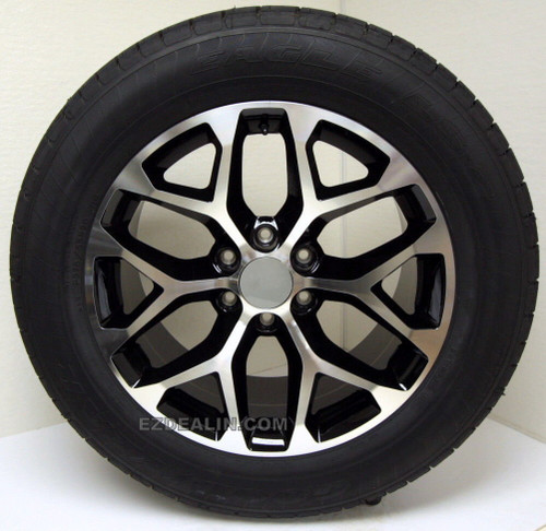 Black and Machine 20" Snowflake Wheels with Goodyear Tires for GMC Sierra, Yukon, Denali - New Set of 4