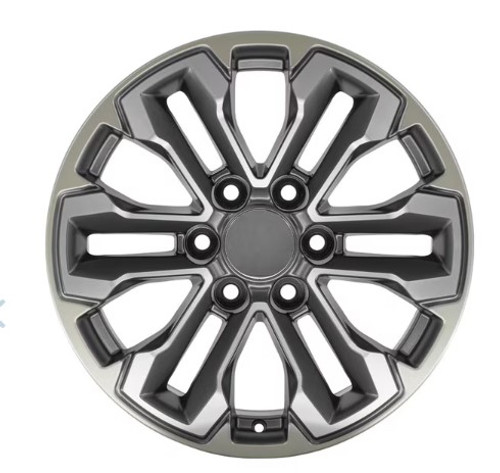 Satin Gunmetal and Machine Two Tone 20" Split Spoke Wheels for GMC Sierra, Yukon, Denali - New Set of 4