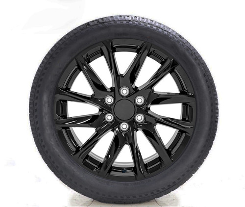 Gloss Black 22" SSX Style Angled 12 Spoke Wheels with All Season Tires for Chevy Silverado, Tahoe, Suburban - New Set of 4