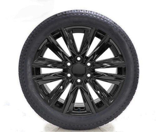 Gloss Black 22" Platinum Wheels with All Season Tires for Chevy Silverado, Tahoe, Suburban - New Set of 4